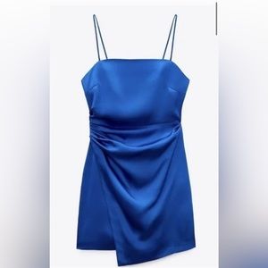 Blue Satin Zara Mini Dress never worn with tags!!!!